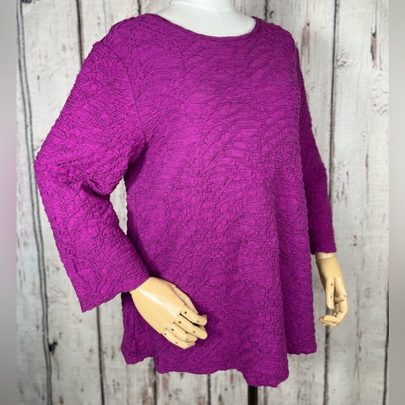 Habitat Textured Pullover Long Sleeve Draped Cotton Blend Top Tunic Size Medium - Picture 9 of 15